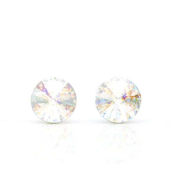 8mm Iridescent Swarovski Earrings | Sparkly Iridescent Crystal Studs - Picture 2 of 7